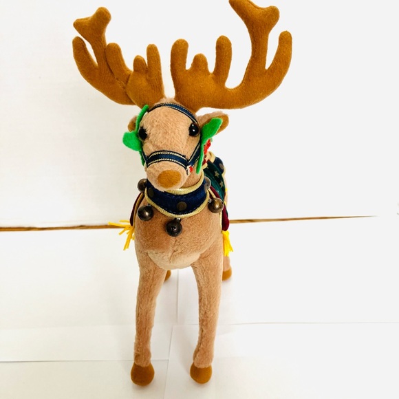 Applause Plush Reindeer Christmas Bells Saddle 9in Vintage - Picture 3 of 9